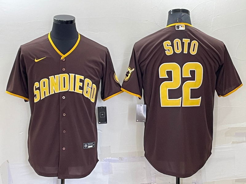 Men's San Diego Padres Juan Soto Brown Replica Player Jersey baseball jersey product view 1