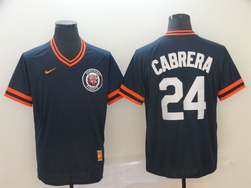Men's Detroit Tigers Miguel Cabrera #24 Navy Replica Player Jersey1 baseball jersey product view 1