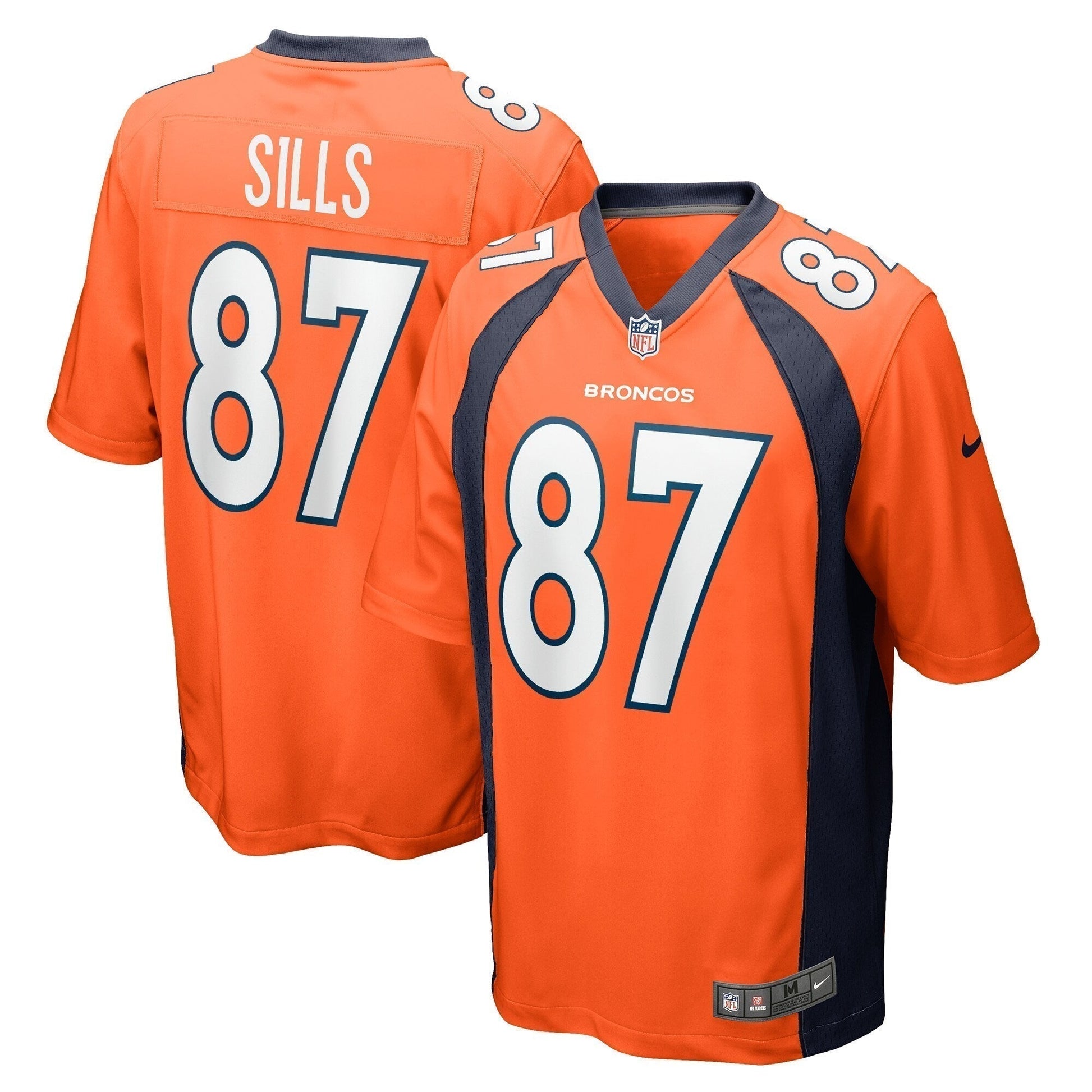 David Sills Denver Broncos Team Game Jersey - Orange football jersey product view 1
