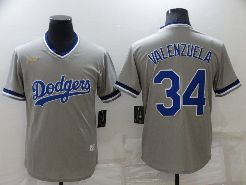 Men's Los Angeles Dodgers Fernando Valenzuela Gray Stitched Jersey baseball jersey product view 1