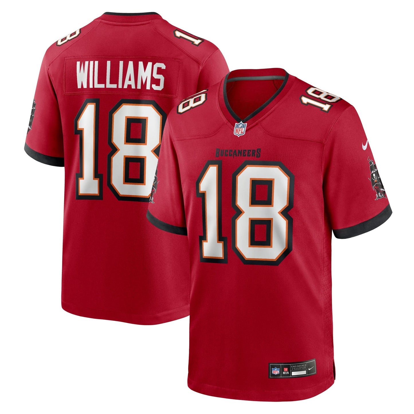Tampa Bay Buccaneers Josh Williams Red Team Game Jersey football jersey product view 1