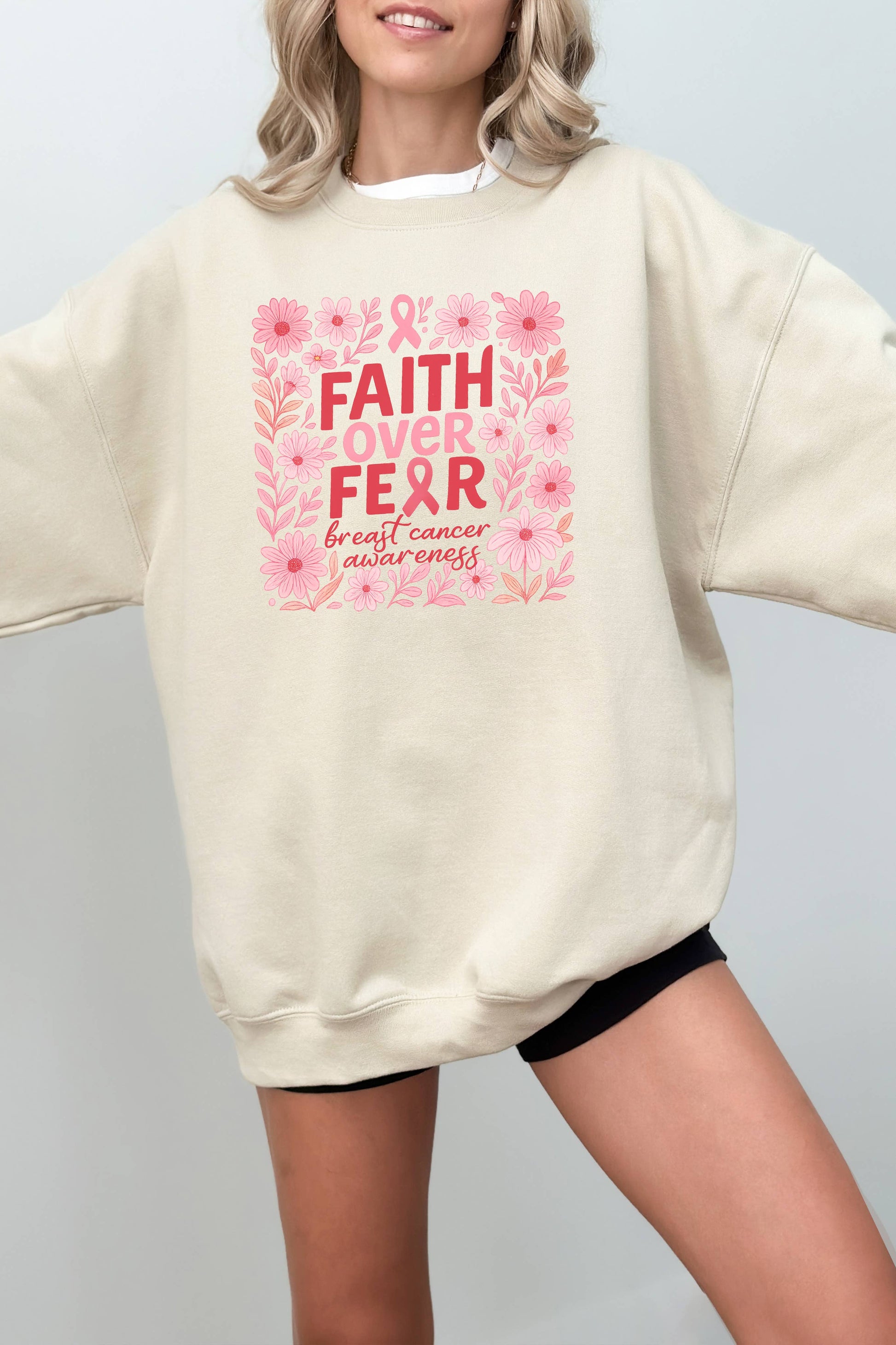 Faith Over Fear Graphic Sweater Unisex T-shirt, Sweatshirt, Hoodie, Long Sleeve Tee - T-Shirt, Sweatshirt, Hoodie