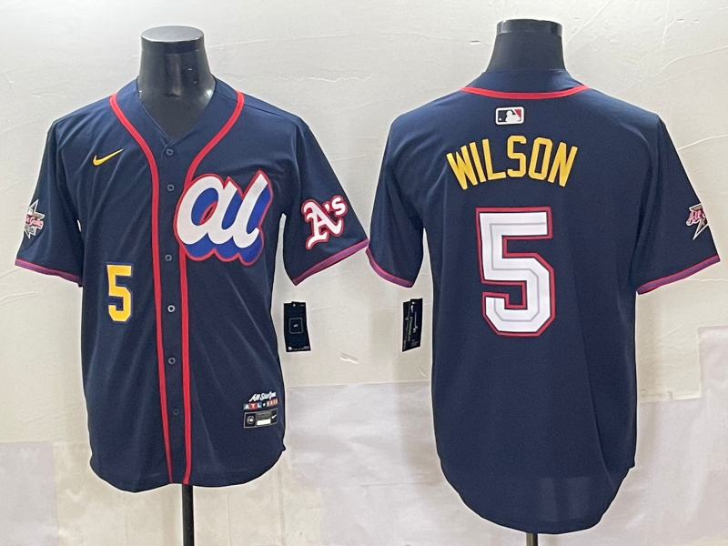Men's American League Jacob Wilson Navy 2025 All-Star Edition Limited Player Jersey baseball jersey product view 1