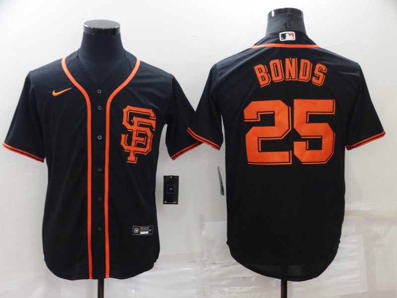 Men's San Francisco Giants Barry Bonds #25 Black Replica Baseball Jersey baseball jersey product view 1
