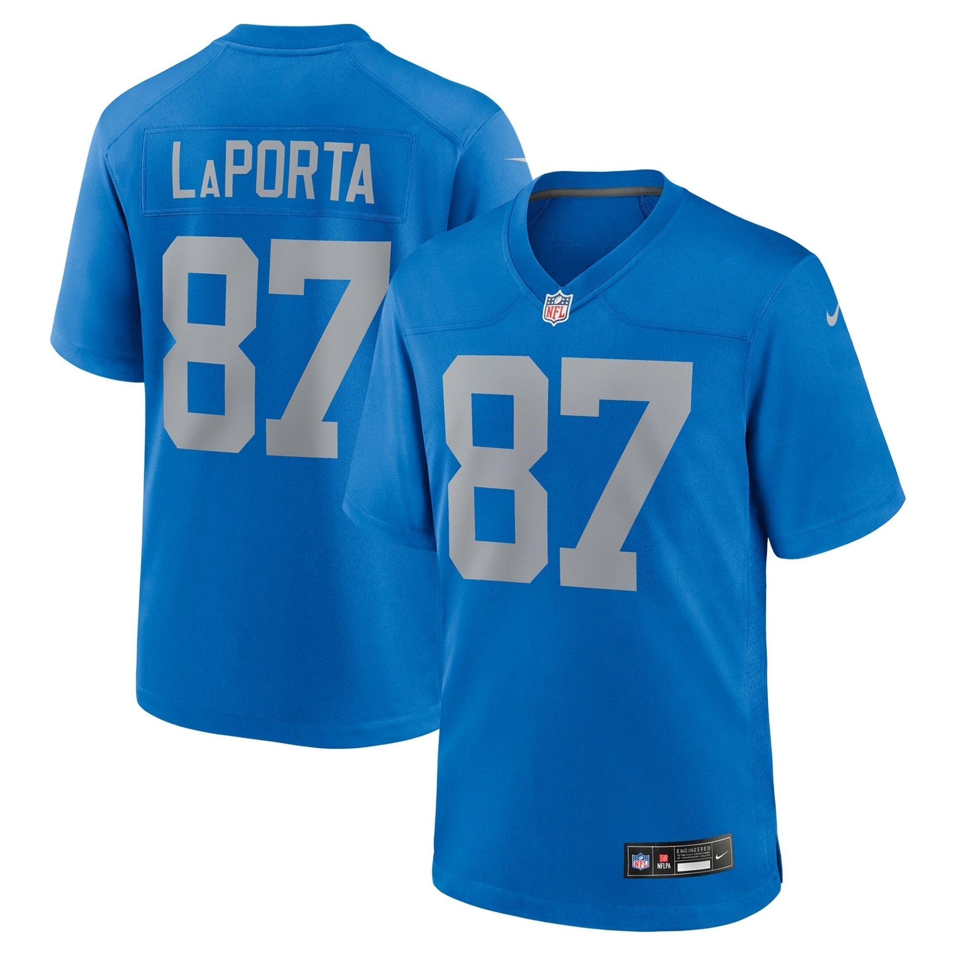 Sam LaPorta Detroit Lions Alternate Game Jersey - Blue football jersey product view 1