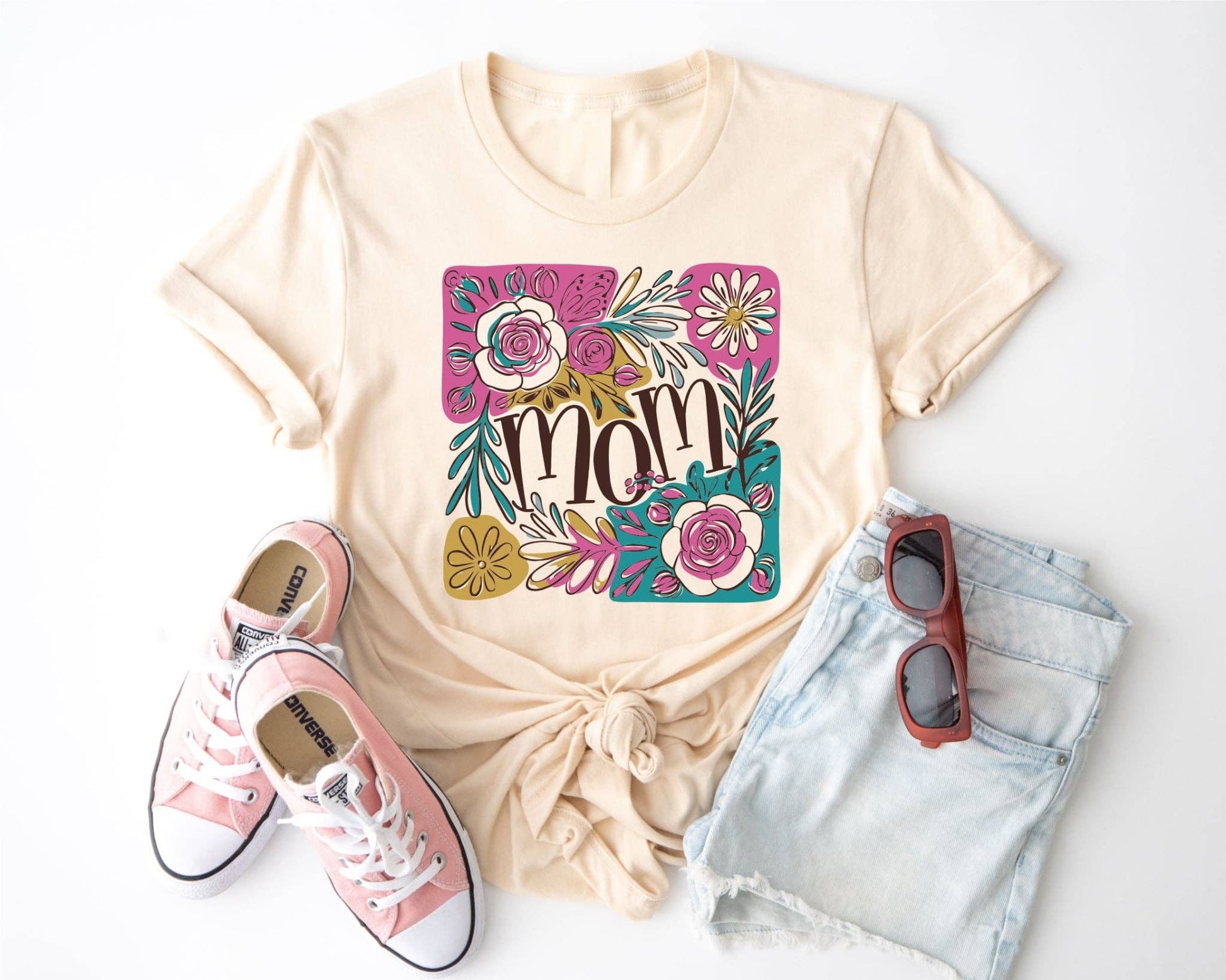 Boho Mama Cream Collage Mother's Day Graphic Tee Unisex T-shirt, Sweatshirt, Hoodie, Long Sleeve Tee - T-Shirt, Sweatshirt, Hoodie