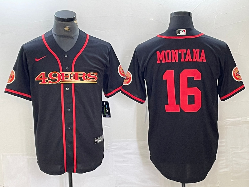 Men's San Francisco 49ers Joe Montana Black Joint Edition Player Jersey football jersey product view 1