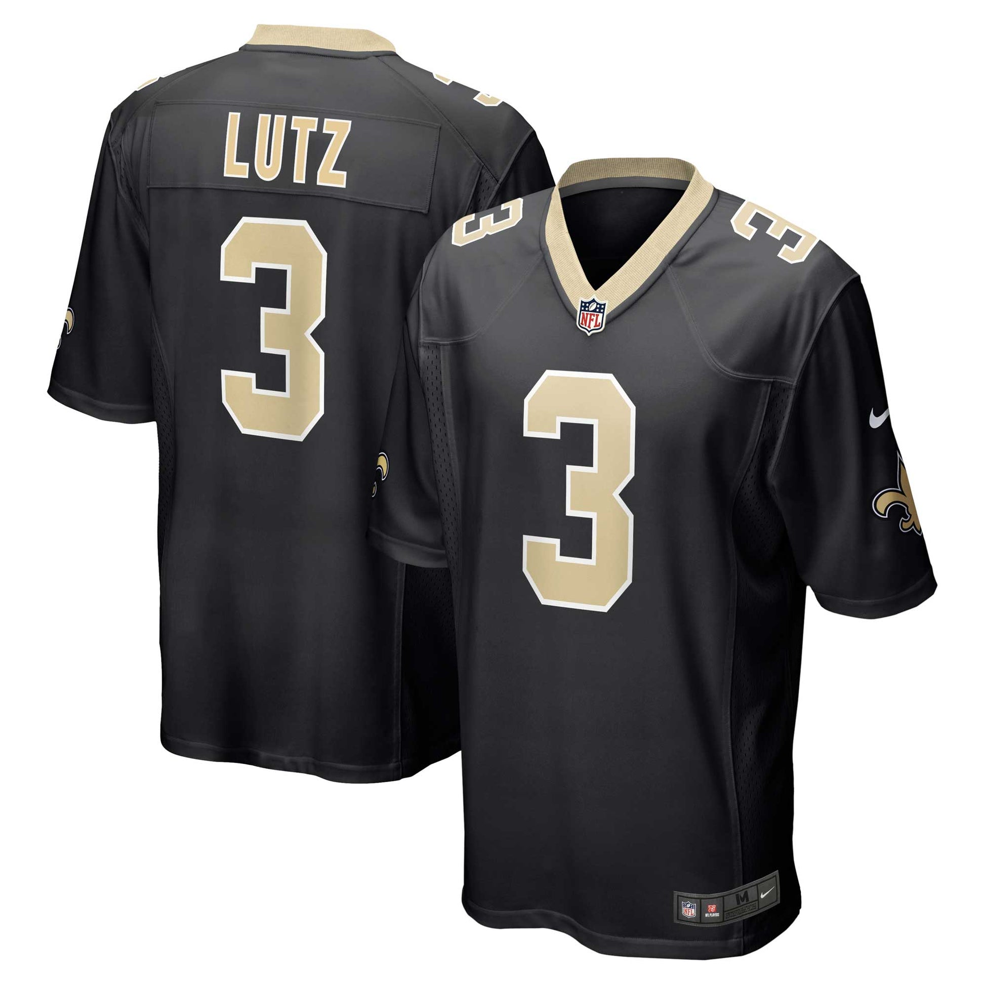Wil Lutz New Orleans Saints Game Jersey - Black football jersey product view 1