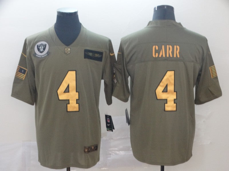 Men's Las Vegas Raiders Derek Carr #4 Brown Player Game Jersey1 football jersey product view 1