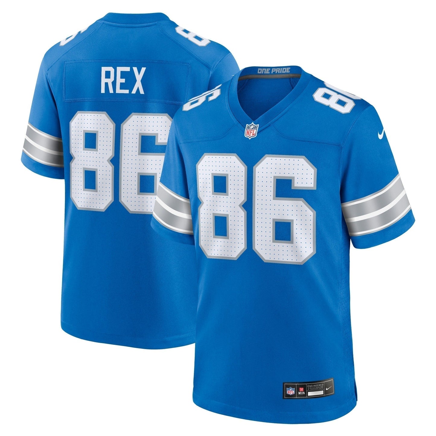 Isaac Rex Detroit Lions Game Jersey - Blue football jersey product view 1