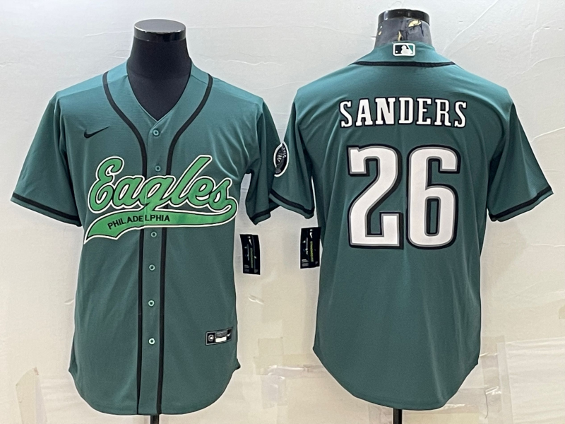 Men's Philadelphia Eagles Miles Sanders Midnight Green Game Jersey Joint Edition football jersey product view 1