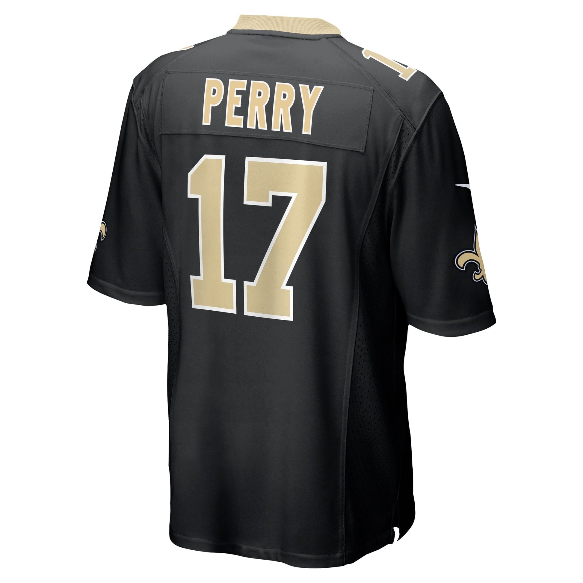 A.T. Perry New Orleans Saints Team Game Jersey - Black football jersey product view 3