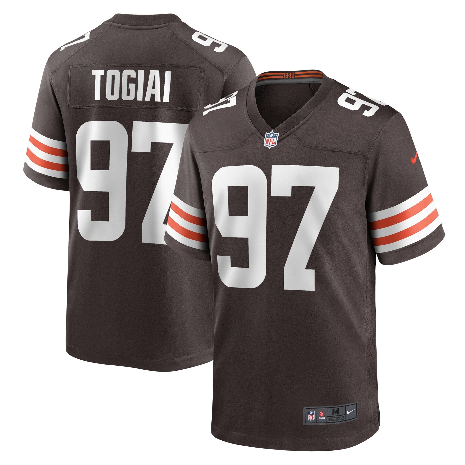 Tommy Togiai Cleveland Browns Game Jersey - Brown football jersey product view 1