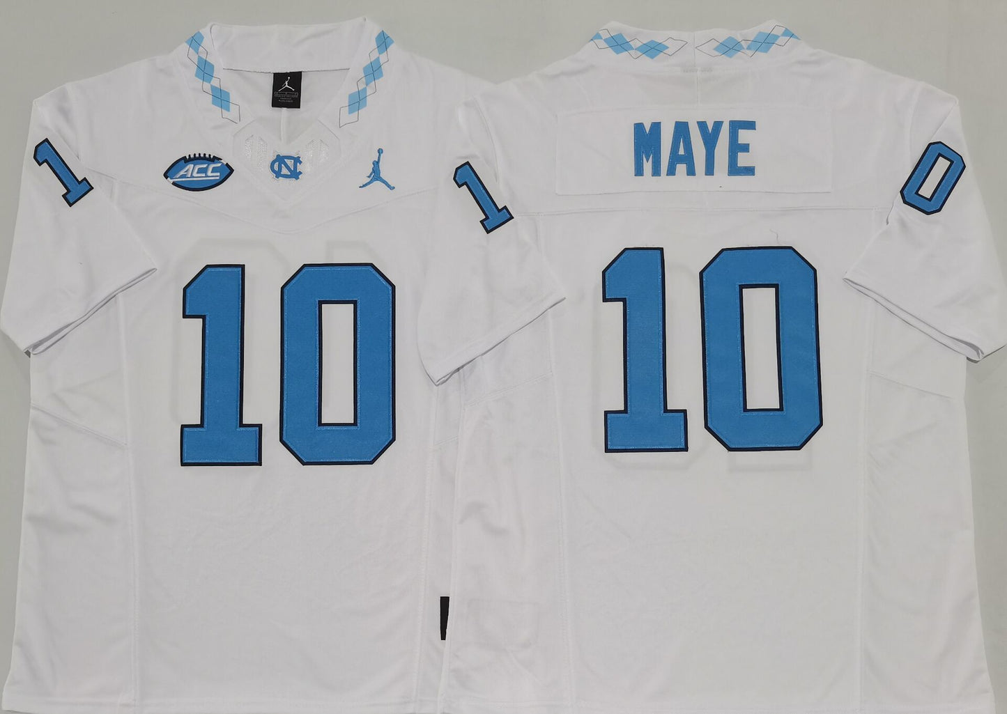 Men's North Carolina Tarheels Drake Maye #10 White Player Jersey sports jersey product view 1