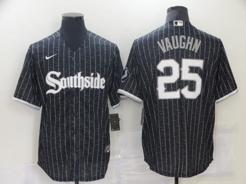Men's Chicago White Sox Jim Abbott Black Replica Baseball Jersey baseball jersey product view 1