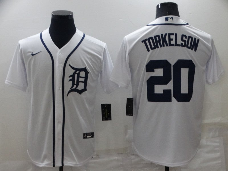 Men's Detroit Tigers Spencer Torkelson #20 White Replica Baseball Jersey baseball jersey product view 1