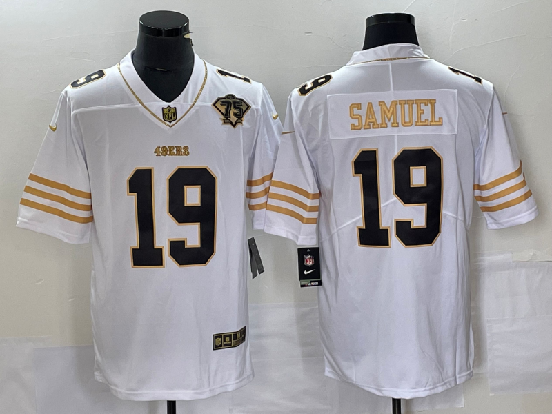 Men's San Francisco 49ers Deebo Samuel White 75th Anniversary Game Player Jersey football jersey product view 1