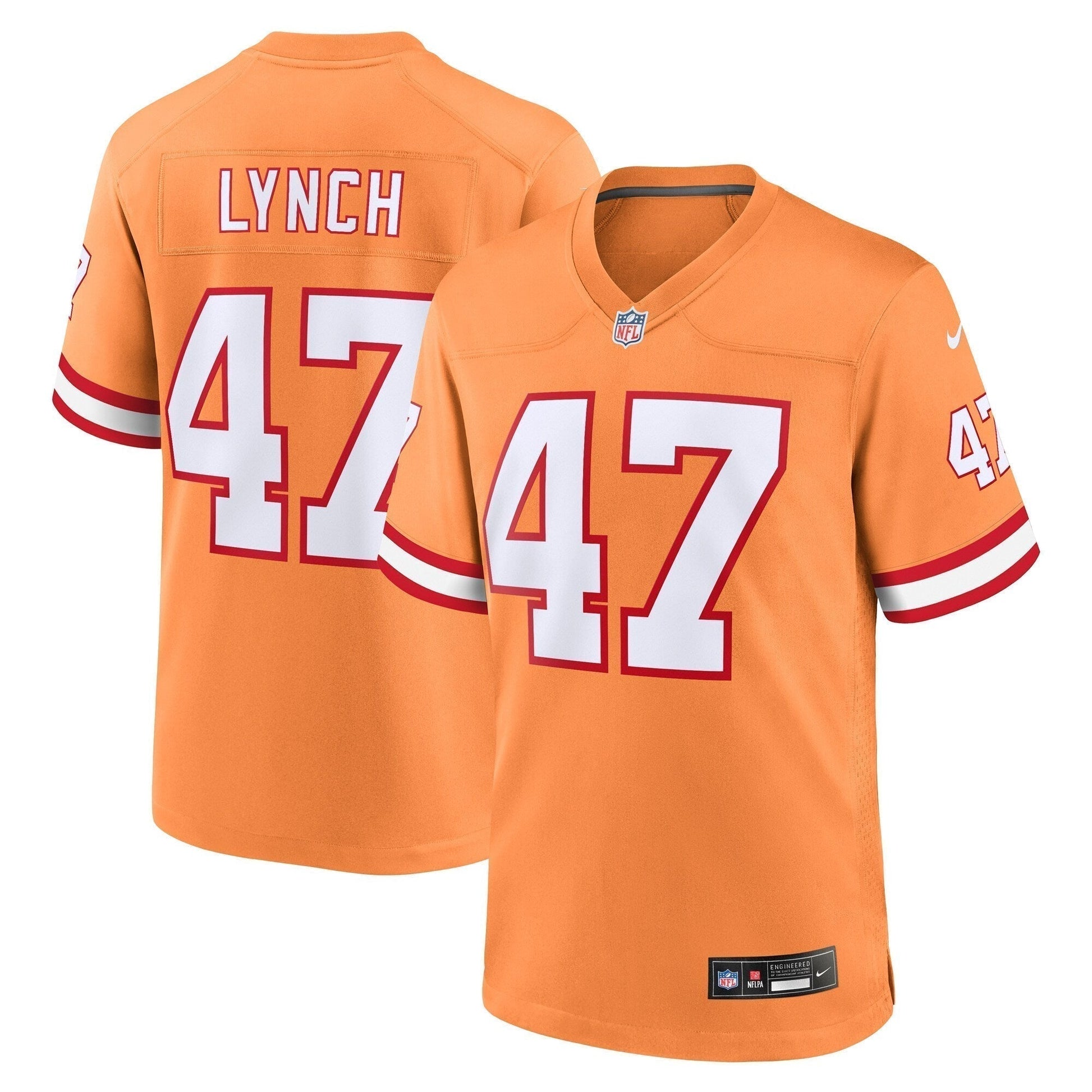 John Lynch Tampa Bay Buccaneers Throwback Game Jersey - Orange football jersey product view 1