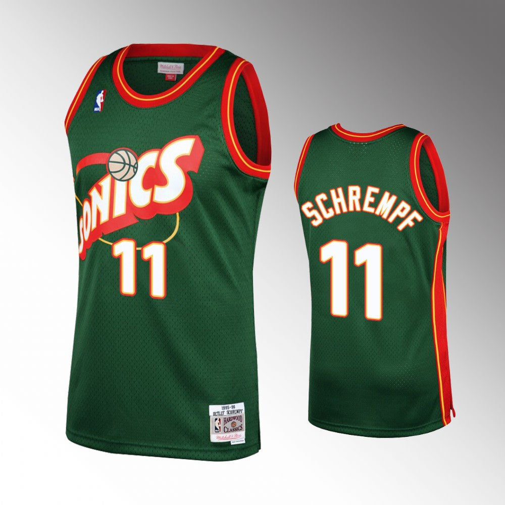 SuperSonics No. 11 Detlef Schrempf Retro Green Jersey basketball jersey product view 3