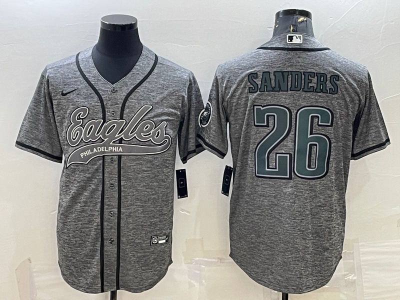 Men's Philadelphia Eagles Miles Sanders Gray Player Jersey Joint Edition football jersey product view 1