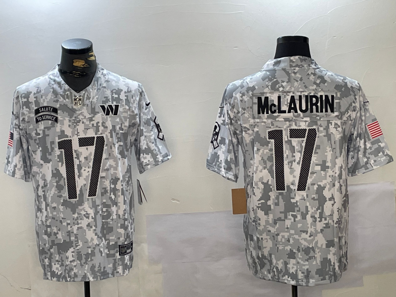 Men's Washington Commanders Terry McLaurin Arctic Camo 2024 Salute to Service Limited Jersey football jersey product view 1