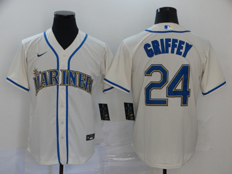 Men's Seattle Mariners Ken Griffey Jr. Beige Replica Baseball Jersey baseball jersey product view 1