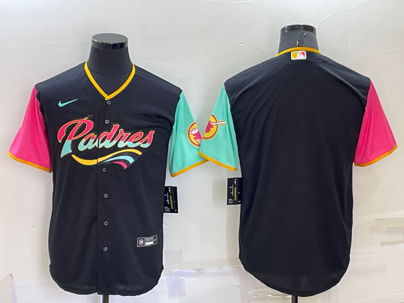Men's San Diego Padres Black City Connect Replica Blank Jersey baseball jersey product view 1
