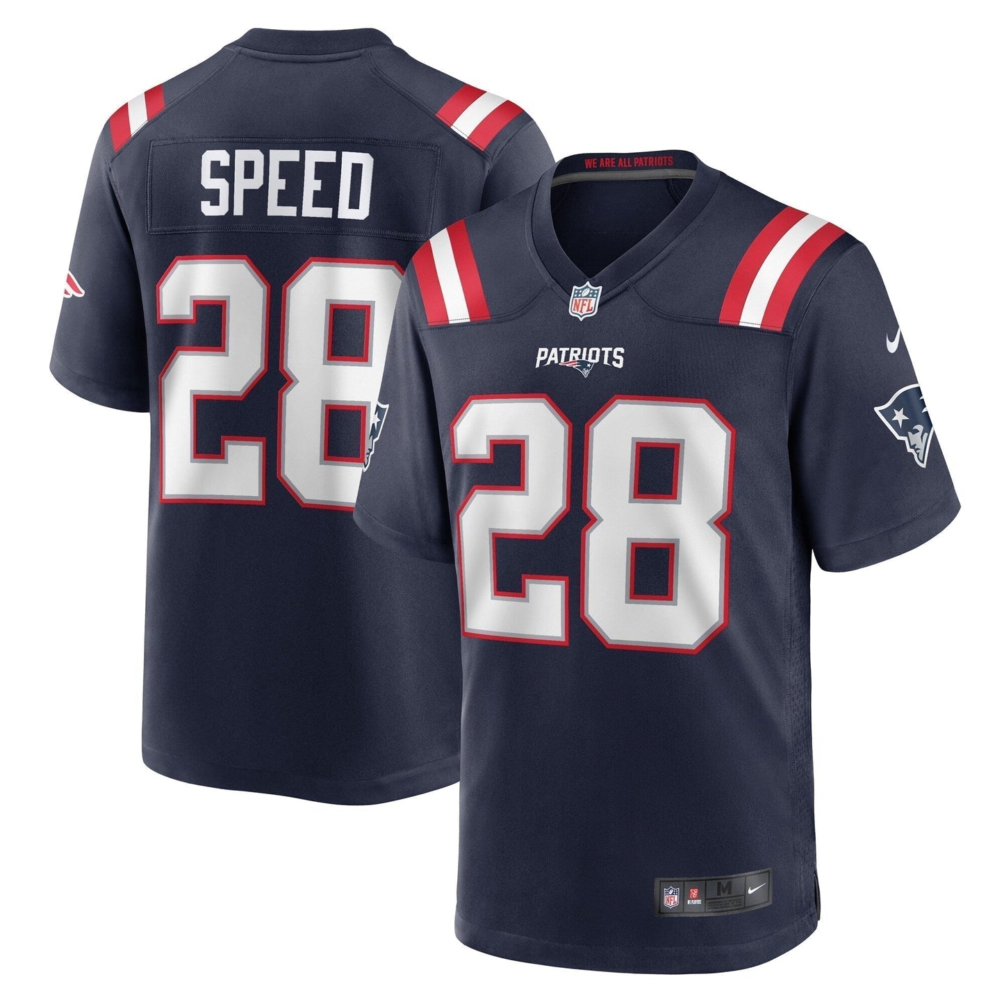 Ameer Speed New England Patriots Team Game Jersey - Navy football jersey product view 1