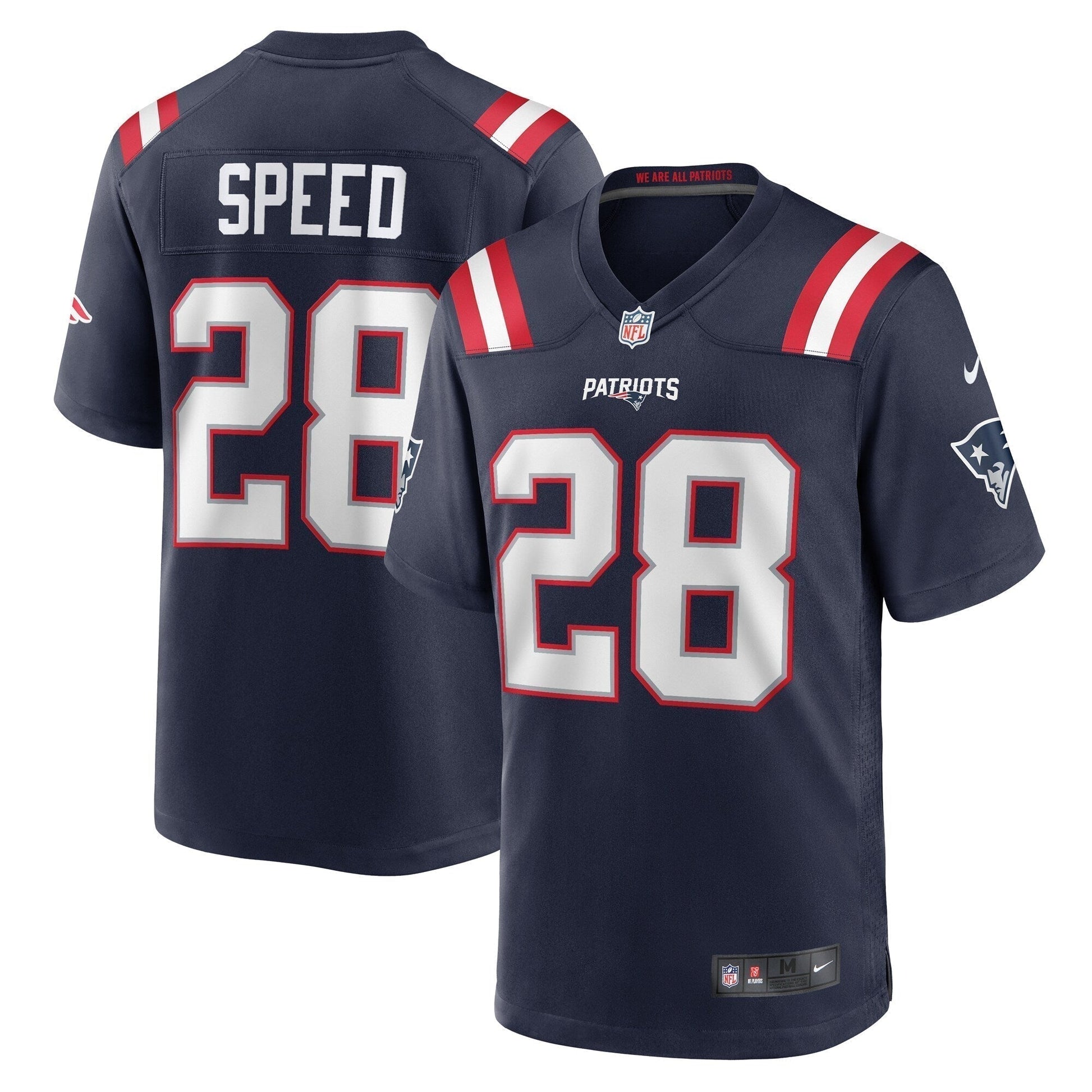 Ameer Speed New England Patriots Team Game Jersey - Navy football jersey product view 1