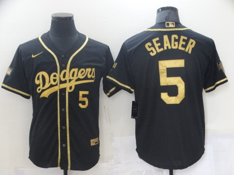 Men's Los Angeles Dodgers Corey Seager Black Replica Player Jersey baseball jersey product view 1