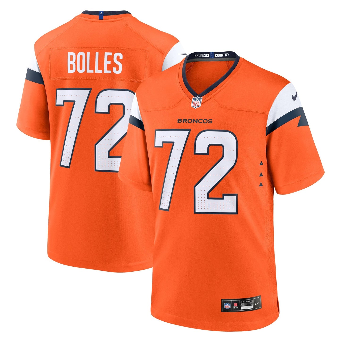 Denver Broncos Garett Bolles Orange Team Game Jersey football jersey product view 1