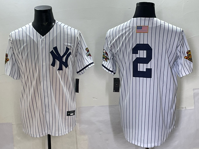 Men's New York Yankees Derek Jeter White Alternate Replica Player Jersey baseball jersey product view 1