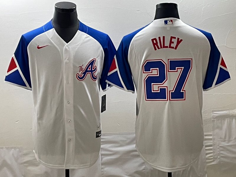 Men's Atlanta Braves Austin Riley White 2023 City Connect Replica Player Jersey1 baseball jersey product view 1