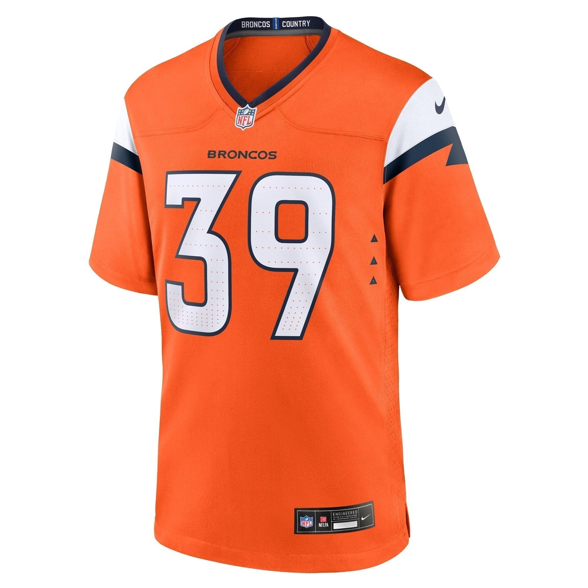 Levi Wallace Denver Broncos Team Game Jersey - Orange football jersey product view 2