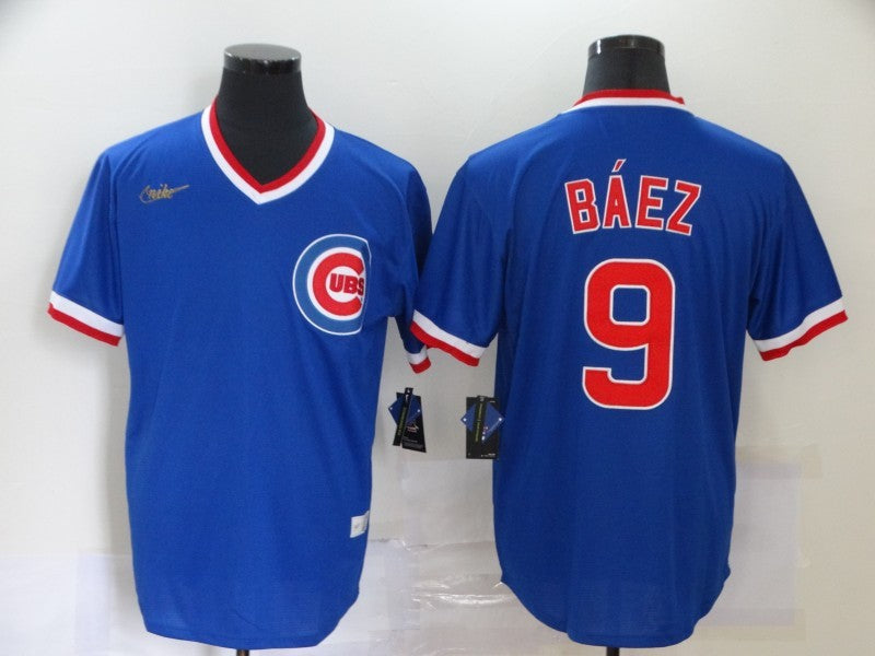Men's Chicago Cubs Javier Baez Blue Game Jersey baseball jersey product view 1