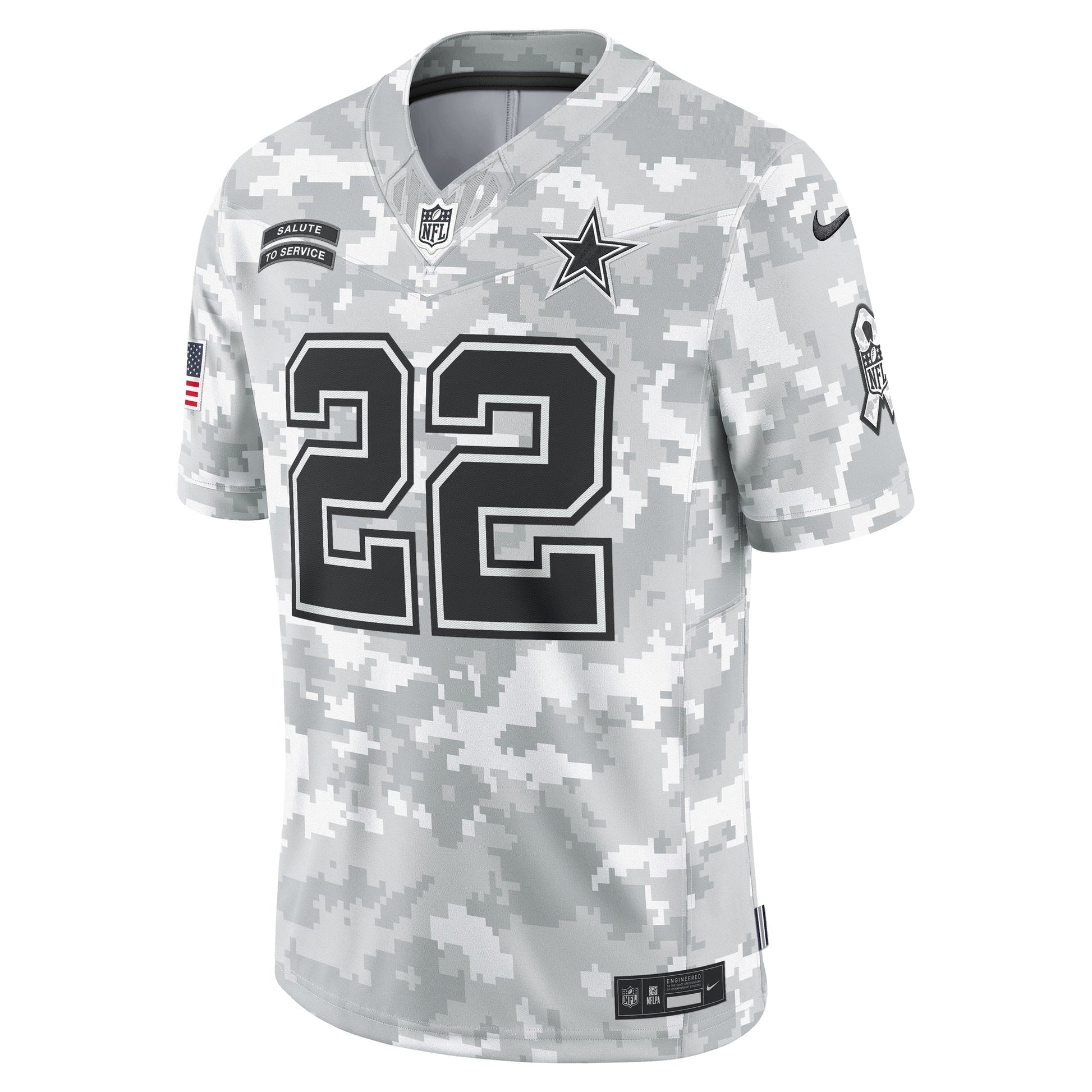 Emmitt Smith Dallas Cowboys 2024 Salute to Service Retired Limited Jersey - Arctic Camo football jersey product view 2