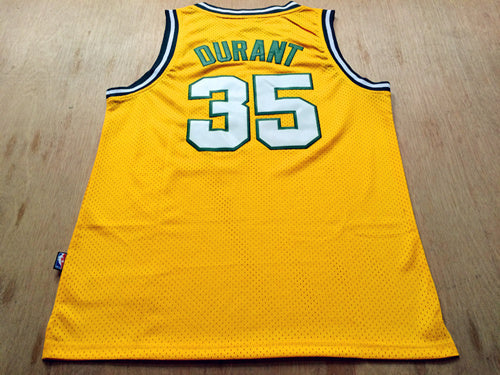 SuperSonics No. 35 Durant Retro Yellow Premium Mesh basketball jersey product view 3