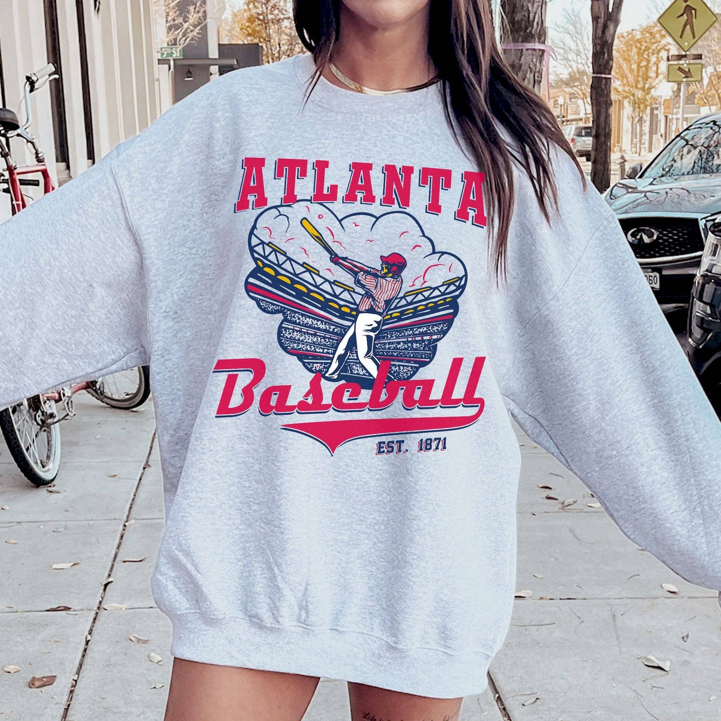 Vintage Atlanta Braves Est 1871 Retro Baseball Sweatshirt Unisex T-shirt, Sweatshirt, Hoodie, Long Sleeve Tee - T-Shirt, Sweatshirt, Hoodie