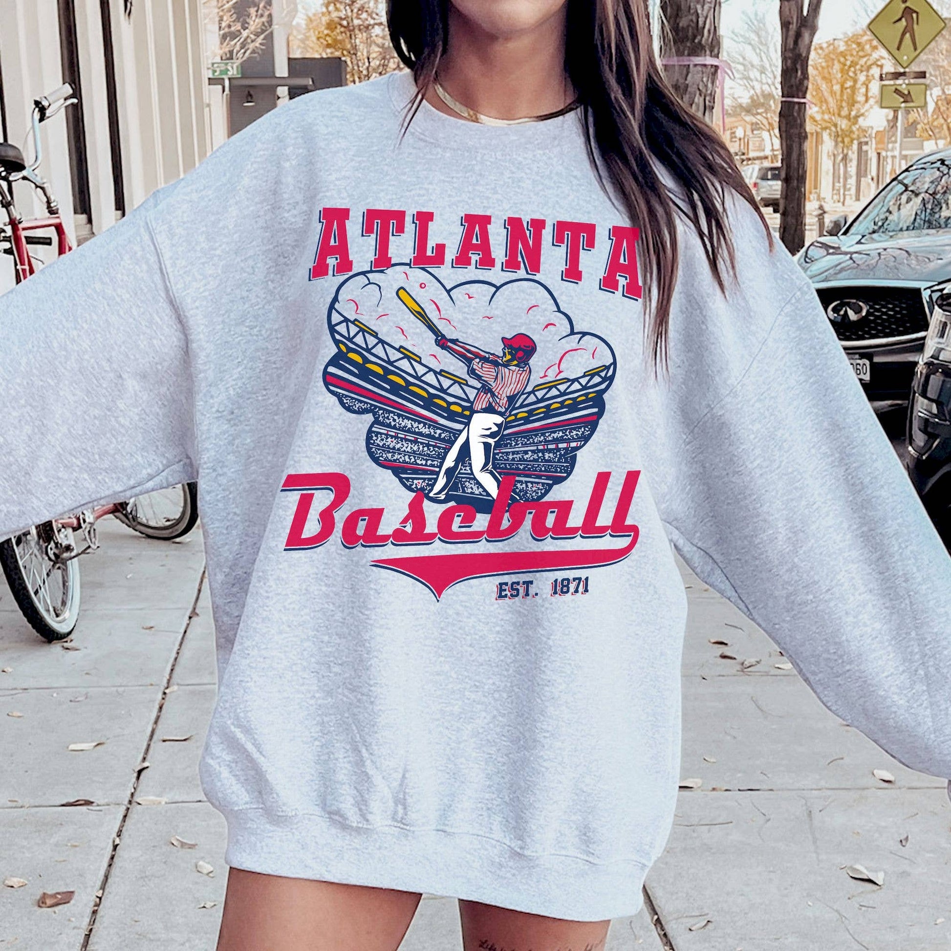 Vintage Atlanta Braves Est 1871 Retro Baseball Sweatshirt Unisex T-shirt, Sweatshirt, Hoodie, Long Sleeve Tee - T-Shirt, Sweatshirt, Hoodie