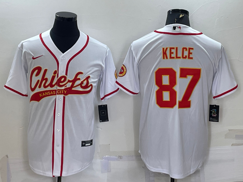 Men's Kansas City Chiefs Travis Kelce White Game Jersey Joint Edition football jersey product view 1