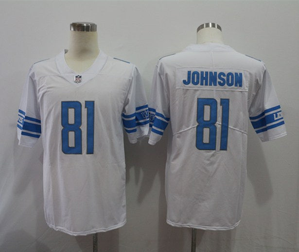 Men's Detroit Lions Calvin Johnson #81 White Game Jersey1 football jersey product view 1