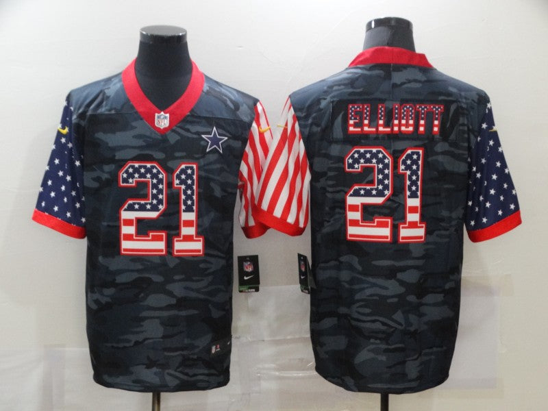 Men's Dallas Cowboys Ezekiel Elliott #21 Gray Camouflage Game Player Jersey1 football jersey product view 1