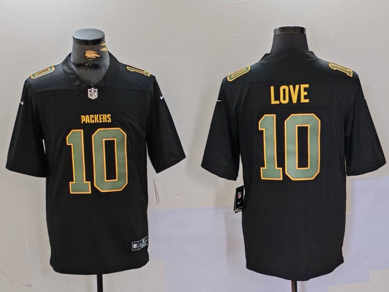 Men's Green Bay Packers Jordan Love Black Fashion Game Jersey basketball jersey product view 1