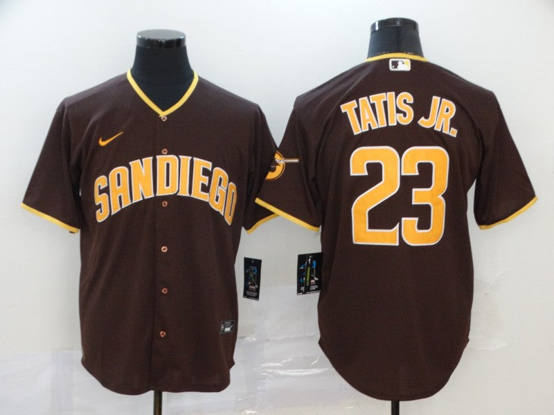Men's San Diego Padres Fernando Tatis Jr. Stitched Brown Jersey baseball jersey product view 1