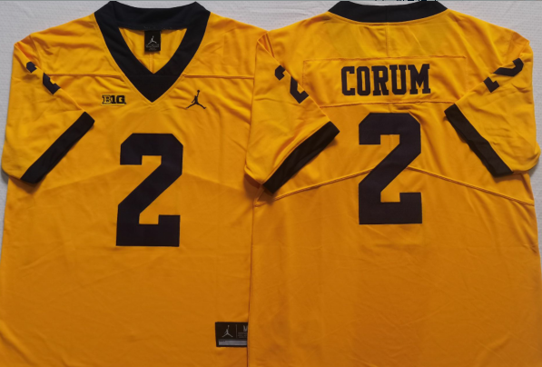 Men's Michigan Wolverines Blake Corum Yellow Alumni Player Game Jersey sports jersey product view 1