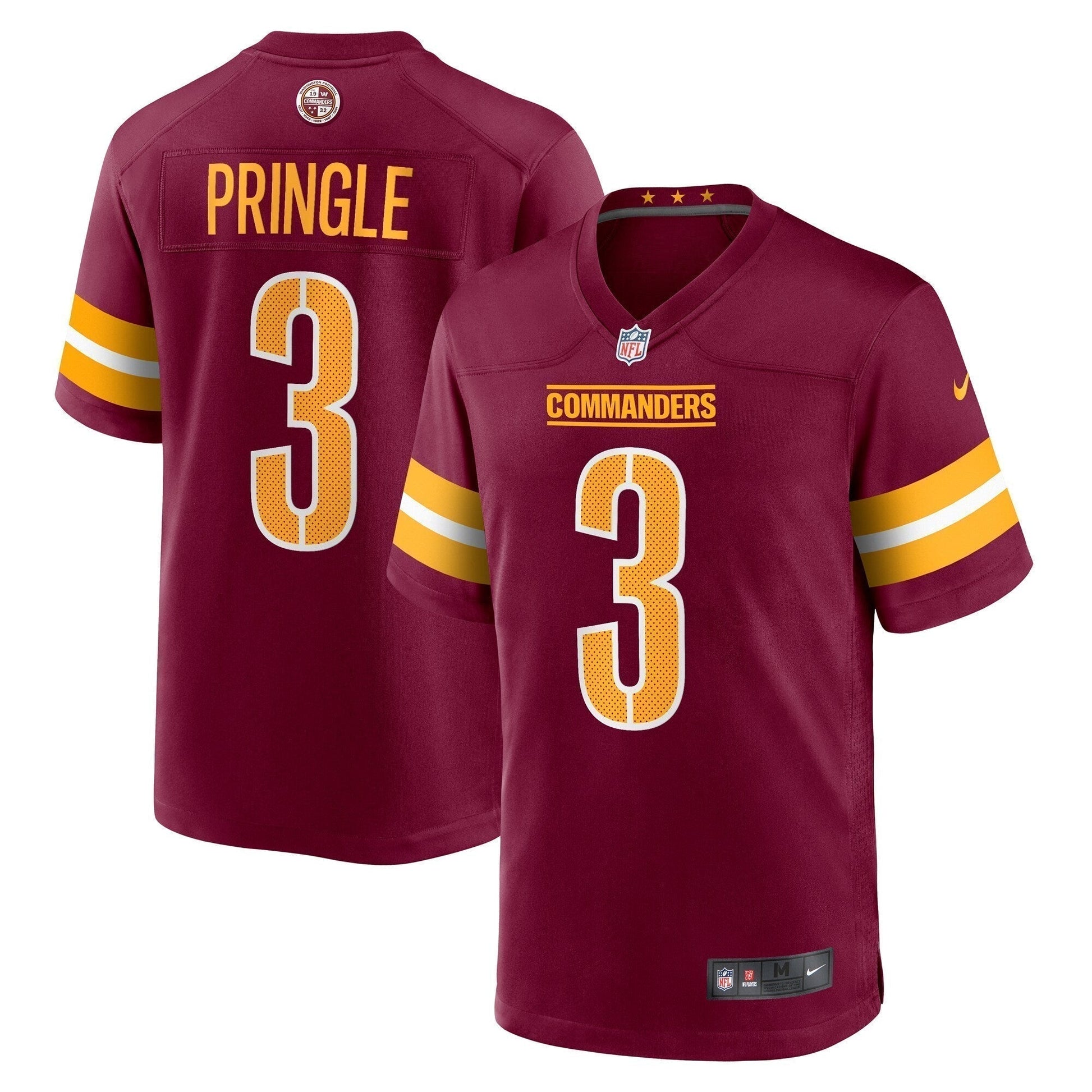 Byron Pringle Washington Commanders Game Jersey - Burgundy football jersey product view 1