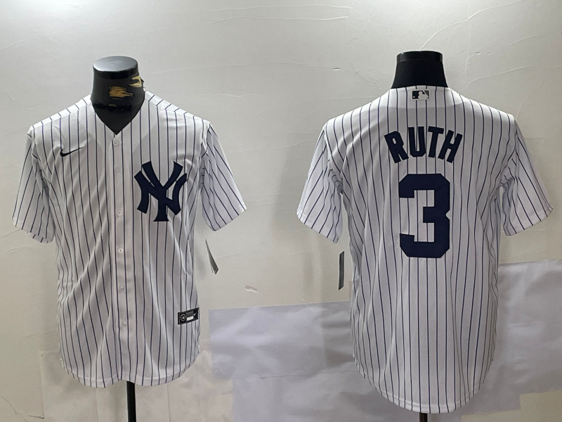Men's New York Yankees Babe Ruth White Game Player Jersey baseball jersey product view 1