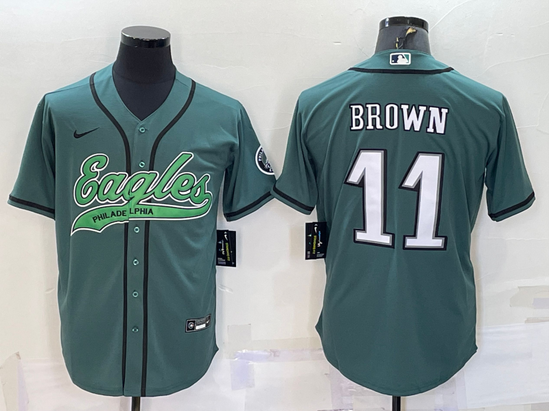 Men's Philadelphia Eagles A.J. Brown Midnight Green Game Jersey Joint Edition football jersey product view 1