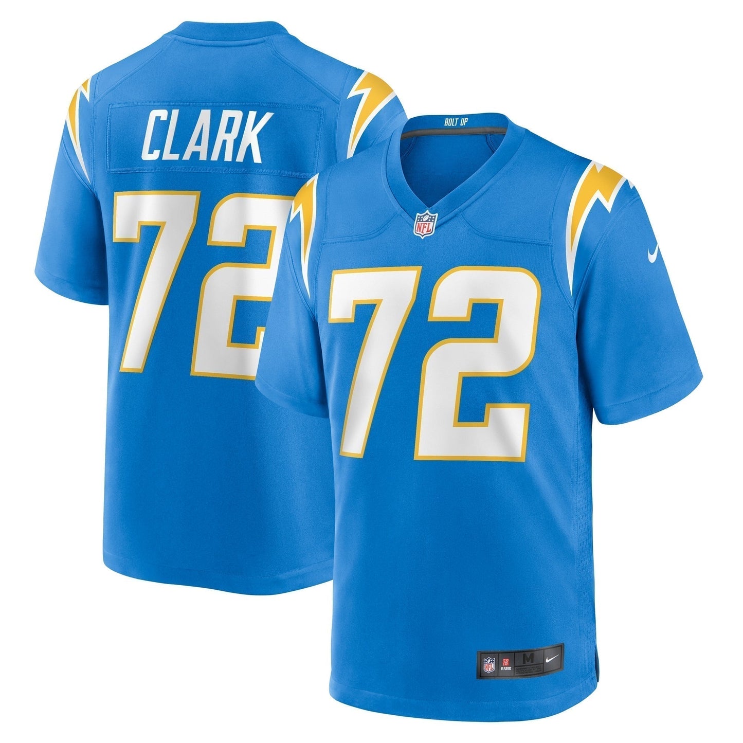 Jerrod Clark Los Angeles Chargers Team Game Jersey - Powder Blue football jersey product view 1