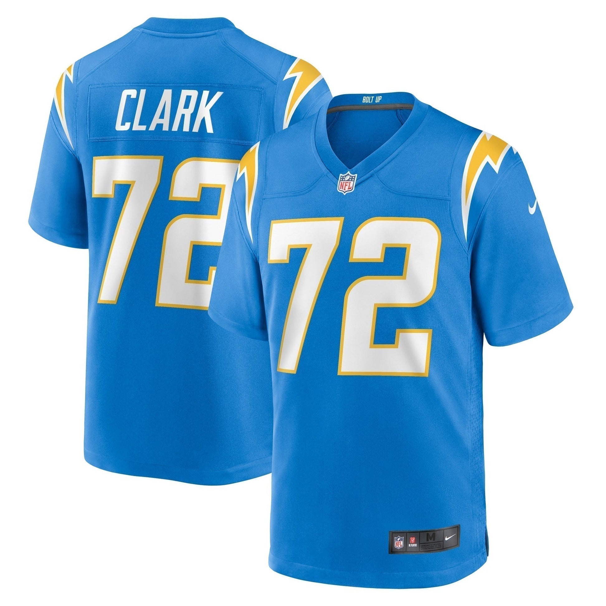 Jerrod Clark Los Angeles Chargers Team Game Jersey - Powder Blue football jersey product view 1